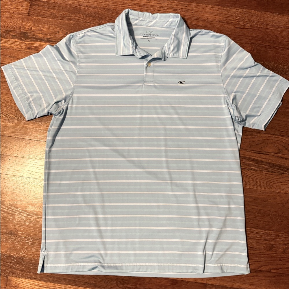 Blue Striped Men’s Vineyard Vines Performance Polo - Size XL